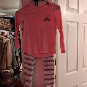 Cat & Jack Pink Long-Sleeve Pajama Set with Striped Pants